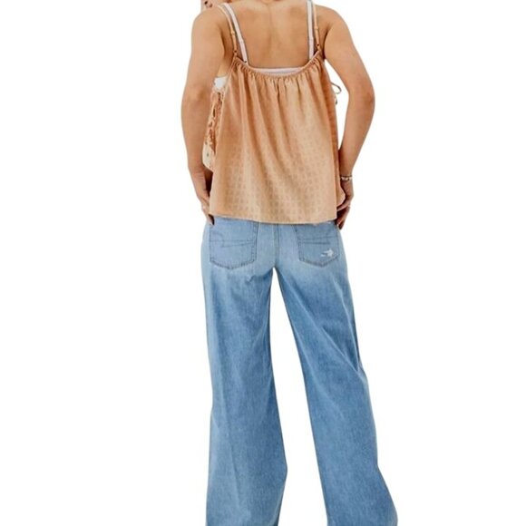 NEW American Eagle Flowy Side-Tie Cotton‎ Tank Top in Keep It Neutral/Tan Size S - Picture 5 of 16